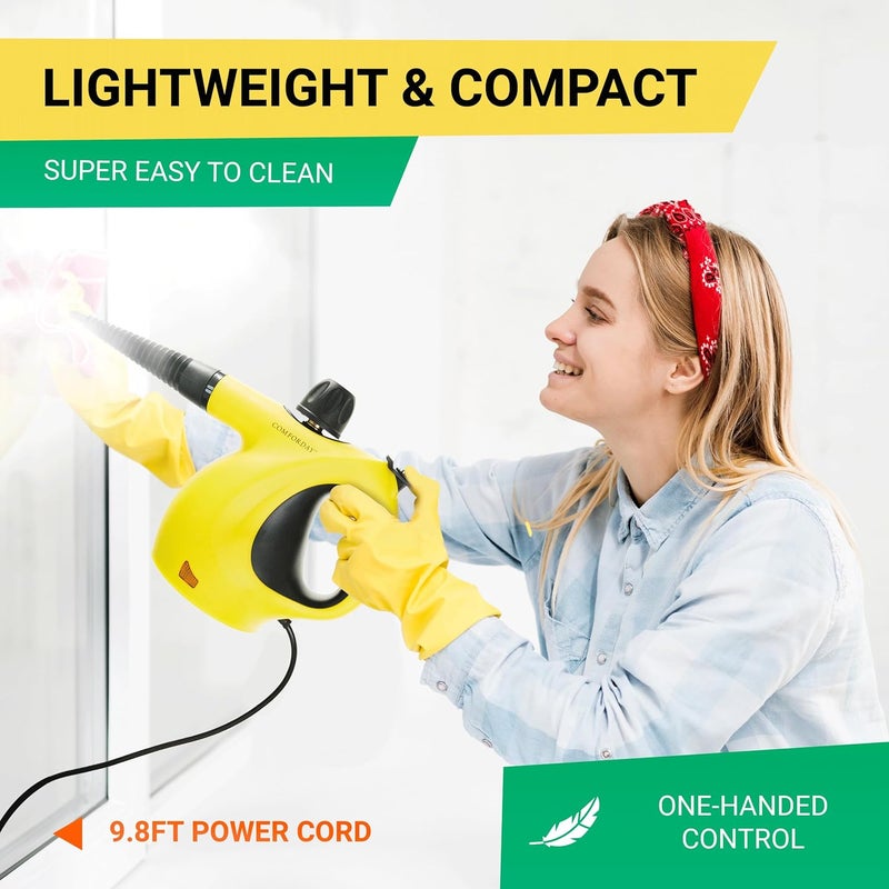 Comforday Multi-Purpose Steam Cleaner with 9-Piece Accessories, Perfect for Stain Removal, Curtains, Car Seats, Floor, Bathroom, (Yellow) - Image 5